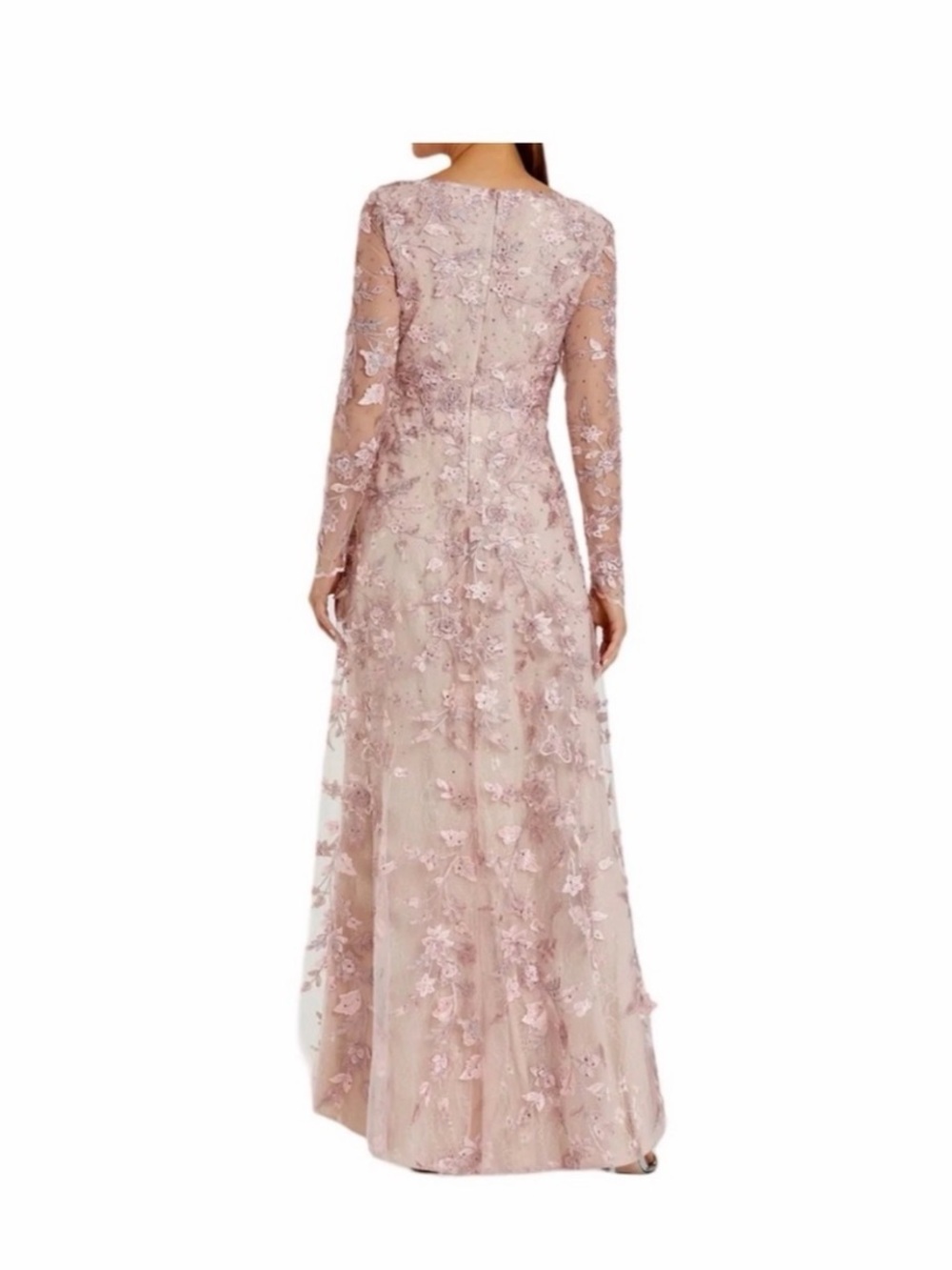 Mac Duggal Dusty Blush Pink Floral Embroidered Maxi Gown - Picture 3 of 3